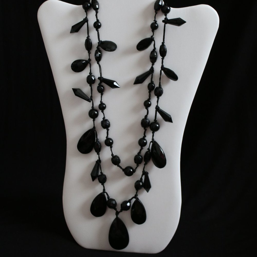 Black Acrylic Beaded Necklace